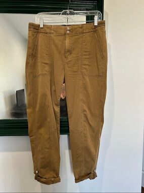 White House Black Market Cropped Utility Pants in Caramel Brown